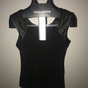 Express Black Top with Patent Leather Accents
